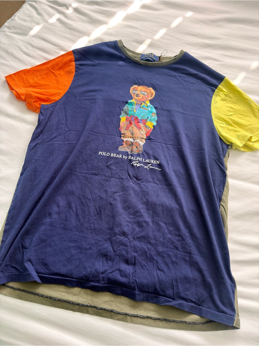 Ralph Lauren Polo Bear Colorblock Tee - Navy, Orange & Yellow